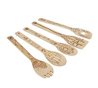 EMUKOEP Kit Cucchiaio Spatola Pala da in bambù Resistente Alle Alte Temperature per Cucinare e Cuocere Al Forno, Set di Pale per Alimenti Dal Design Ergonomico da 5 Pezzi
