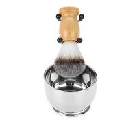 EMUKOEP Kit Tazza e Pennello Barba Pennello Barba 15×10×8 Set Uomo per Ciotola in Acciaio Inossidabile Professionale Supporto per Strumento per Baffi
