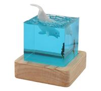 EMUKOEP Lampada da Sub Realizzata a Mano per la Luce Notturna della Balena Bianca del Mare Profondo per la Decorazione Domestica, Tavolo RGB con Supporto in Quercia USB