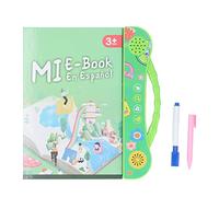 EMUKOEP Libro Sonoro per Apprendimento Elettronico Bilingue Spagnolo Inglese Libro Sonoro Interattivo Parlante per Bambini con 11 Argomenti Educativi 4 Giochi Fogli di Matematica