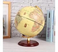 EMUKOEP Mappamondo Illuminato da 30 Cm, Strumento Didattico Educativo con Design Antico per L'apprendimento della Geografia e la Decorazione della Scrivania (Antico da 25 cm con luce)