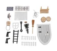 EMUKOEP Miniature da Giardino degli Elfi di Natale, Kit Porta Fata in Miniatura in Legno di Natale, Realistico e Dettagliato, Accessori per Casa delle Bambole