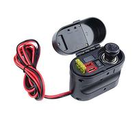 EMUKOEP Orologio Voltmetro Caricatore Doppio USB per Accendisigari da Moto 12V/24V per Moto (nera)