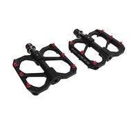 EMUKOEP Pedali con Piattaforma Piatta Durevole in Lega di Alluminio per Ciclisti su Strada e Mountain Bike, 2 Pezzi (Nera)