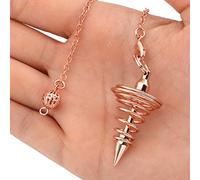 EMUKOEP Pendolo Filettato in Metallo per Divinazione, Pendolo a Catena Resistente alle Cadute per Processi Decisionali, Test dei Chakra, Promozione Dell'equilibrio Energetico (Oro Rosa)