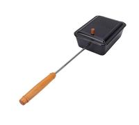EMUKOEP Popcorn Popper da Campeggio 3,5 Quart con Manico in Legno per | Costruzione in Ferro Antiaderente, Manico Cool-touch da 16 Pollici, Coperchio Incernierato per Mescolare Facilmente,