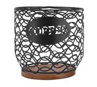 EMUKOEP Porta Cialde caffè, Organizer per Oltre 35 Capsule con Robusto Filo Metallico e Base in Legno, per Bustine di tè, Bustine di Zucchero, Ufficio (Nera)