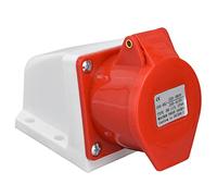 EMUKOEP Presa Industriale, Presa CEE a Montaggio Superficiale Rossa in Ottone per PC con IP44 per Energia Elettrica 16A 32A 220-380V 240-415V 4 Pin 5 Pin (HR-115)
