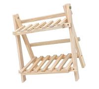 EMUKOEP Scaffale Portaoggetti da Tavolo in Legno a 2 Livelli Elegante Scaffale per L'home Office, da Esposizione in Legno Resistente per Libri e Documenti