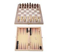 EMUKOEP Set da Gioco Portatile Pieghevole per Scacchiera in Legno per Backgammon, da Viaggio