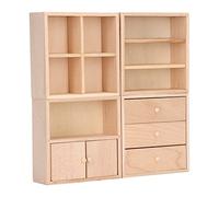 EMUKOEP Set di Armadietti per Case delle Bambole Dal Design Semplice Mobili per Case delle Bambole in Legno di Pregevole Fattura per Piante Verdi e Libri