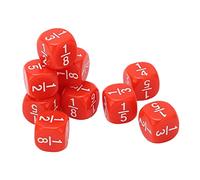 EMUKOEP Set di Dadi per Frazioni da 20 Pezzi con Plastica Resistente Alla Corrosione, Numeri Incisi, Accessori per Giochi da Tavolo per Esercitazioni di Matematica per Bambini (Rossa)