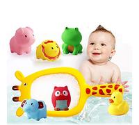 EMUKOEP Set di Giochi D'acqua per la Pesca per il Bagnetto dei Bambini 7 Pezzi/Giocattoli da Bagno con Rete da Pesca per Animali per Bambini per il Legame Genitore-figlio (Colorato1)