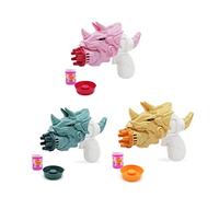 EMUKOEP Soffiatore per a 7 Fori Simpatica Macchina per a Forma di Triceratopo per Bambini, Perfetta per Feste di Compleanno e Divertimento per il Bagnetto (Blu)