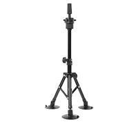 EMUKOEP Supporto per Testa per Parrucca con Treppiede, Manichino Parrucchiere, Staffa per Stampo Testa Finta, Materiale ABS, Colore Nero