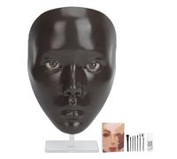 EMUKOEP Tavola Integrale per Pratica del Trucco in Silicone, con Set di Pennelli per Trucco 7 Pezzi e Olio Detergente 20 Ml, per Scuola di Formazione di Bellezza per Principianti (Pelle scura)