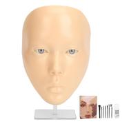 EMUKOEP Tavola Integrale per Pratica del Trucco in Silicone, con Set di Pennelli per Trucco 7 Pezzi e Olio Detergente 20 Ml, per Scuola di Formazione di Bellezza per Principianti (Pelle bianca)