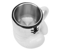 EMUKOEP Tazza Premium con Guantoni da Boxe 3D Tazza da tè in Acciaio Inossidabile, da caffè con Manico Ergonomico, Ideale per la Festa del papà, 4,72x3,94 Pollici (Bianca)