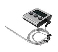 EMUKOEP Termometro per Carne, Sonda Pieghevole Portatile, Timer, Allarme, Gadget da per Uso Interno Ed Esterno