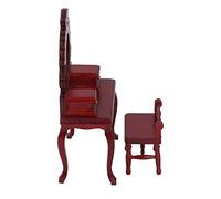 EMUKOEP Toeletta e Sgabello Ecologici per Case delle Bambole in Legno per Bambini, Giochi di Finzione e Decorazioni per la Camera da Letto (Rossa)