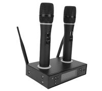 EMUKOEP Wireless a Doppio Microfono Microfono per Canto Karaoke Ricaricabile con Segnale Stabile per la Casa, ABS in Lega di Alluminio