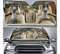 Emus On Wheels Happy Animals On The Road Left Hand Drive Parabrezza per Auto Pieghevole Parasole per Auto Parabrezza Riflettente Protezione Solare Car Universale per Veicoli Camion M