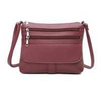 EMVY Classic Collection - Borsa a tracolla in ecopelle con tasche multiple con zip, tracolla regolabile, 27 × 21 × 5 cm, Borgogna, 27 x 21 x 5 Centimeters