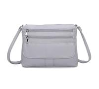 EMVY Classic Collection - Borsa a tracolla in ecopelle con tasche multiple con zip, tracolla regolabile, 27 × 21 × 5 cm, Grigio cenere., 27 x 21 x 5 Centimeters