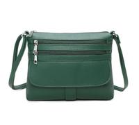 EMVY Classic Collection - Borsa a tracolla in ecopelle con tasche multiple con zip, tracolla regolabile, 27 × 21 × 5 cm, Smeraldo, 27 x 21 x 5 Centimeters