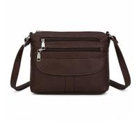 EMVY Classic Collection - Borsa a tracolla in ecopelle con tasche multiple con zip, tracolla regolabile, 27 × 21 × 5 cm, cioccolato