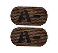 EmWoot 2 toppe con gruppo sanguigno A, a infrarossi, riflettenti, taglio laser, tattiche, con gancio e anello (5 x 2,5 cm, marrone)