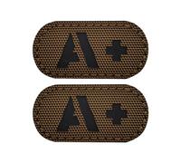 EmWoot 2 toppe con gruppo sanguigno A+ a infrarossi, riflettenti, taglio laser, tattiche, con gancio e anello (5 x 2,5 cm, marrone)