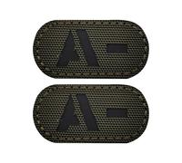 EmWoot 2 toppe con gruppo sanguigno A, a infrarossi, riflettenti, taglio laser, tattiche, con gancio e anello (5,7 x 2,5 cm, verde militare)