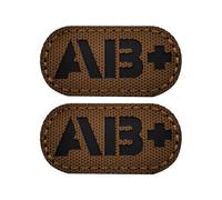 EmWoot 2 toppe con gruppo sanguigno AB+, a infrarossi, riflettenti, taglio laser, tattiche, con gancio e anello (5 x 2,5 cm, marrone)