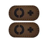 EmWoot 2 toppe con gruppo sanguigno O +, a infrarossi, riflettenti, taglio laser, tattiche, con gancio e anello (5 x 2,5 cm, marrone)