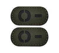 EmWoot 2 toppe con gruppo sanguigno O, a infrarossi, riflettenti, taglio laser, tattiche, con gancio e anello (5,7 x 2,5 cm, verde militare)