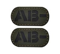 EmWoot 2 toppe per gruppo sanguigno AB, a infrarossi, riflettenti, taglio laser, tattiche, con gancio e anello (5,7 x 2,5 cm, verde militare)