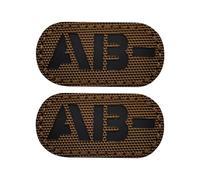EmWoot 2 toppe per gruppo sanguigno AB, a infrarossi, riflettenti, taglio laser, tattiche, con gancio e anello (5,7 x 2,5 cm, marrone)