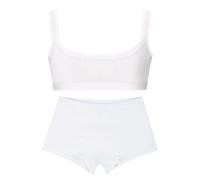 EMY Set Coordinato Bambina Brassiere e Culotte Shorts in Cotone | Ideale per Danza Ginnastica Pattinaggio | Bianco Nero Nudo | Taglie 4-12 Anni | Intimo Naturale e Traspirante (Bco 6a)