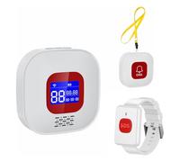 eMylo Salvavita Anziani, Pulsante Salvavita Anziani WiFi, App Tuya Smart/Smart Life per Ricevere Notifiche da Remoto (Supporto solo 2.4GHz Wi-Fi), 1 Ricevitore + 1 Pulsante+1 Bracciale
