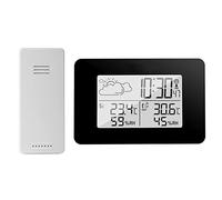 eMylo Stazione Meteo Wireless con Sensore Esterno, Termometro e Igrometro | Temperatura e umidità int./est.; previsioni 8 h; max/min; LCD retroilluminato; sensore RF fino a 60 m; sveglia snooze