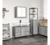 EMYRLXQW Armadietti e stoccaggio, unità di vanità, bagno Vanity Units-2 pezzi mobili da bagno set grigio Sonoma legno ingegnerizzato