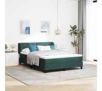 EMYRLXQW Letti & Accessori, Letti & Strutture, letto a molle con materasso, verde scuro, 160 x 200 cm, velluto