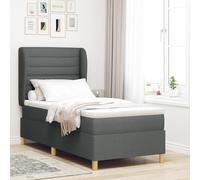 EMYRLXQW Letti & Accessori, Letti & Telai-Box Letto a Molle con Materasso Grigio Scuro 90x200 cm Tessuto