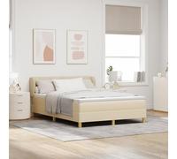 EMYRLXQW Letti & Accessori, Letti & Telai-Box letto a molle con materasso in crema, 140 x 200 cm tessuto
