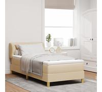 EMYRLXQW Letti & Accessori, Letti & Telai-Letto a molle con materasso in crema, 90 x 200 cm, tessuto