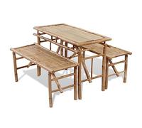 EMYRLXQW Mobili da esterno - Set di mobili da esterno - Tavolo da birra con 2 panche 100 cm in bambù