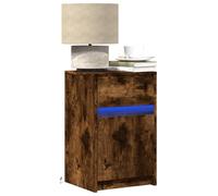 EMYRLXQW Tavoli, comodini, comodini con luci a LED, in legno di rovere fumé