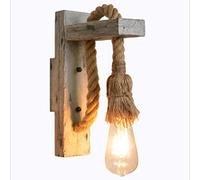 EmyTock Wood Retro Industry Lampada da parete in legno con lampadina a vite E27 60W