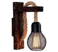 EmyTock Wood Retro Industry Lampada da parete in legno con paralume (lampadina a vite E27 60W inclusa)